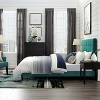 Modway Melanie Queen Tufted gumb Tapacirana tkanina platforma krevet u teal