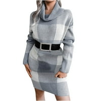 Haljine za prodaju za žene za žene s dugim rukavima karirani uzorak haljina kornjača maxi labav fit y2k