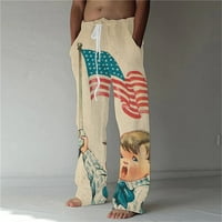 Muškarci Američka zastava Patriotske pantalone za muškarce julske hipi harem hlače baggy boho joga casual bahat crotch pantalona za prijenose 10