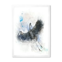 PROIZVODNJAK Great Dark Blue Heron ptica ilustracija Seoska kuća uramljena umjetnička štampa