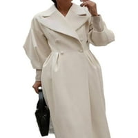 Capreze rever kaput kardigan jakna za žene casual dugih rukava zimski topli dvostruki prekrivač sivi l