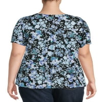 Terra & Sky ženska pintuck bluza Plus veličine sa kratkim rukavima