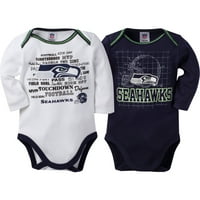 Seattle Seahawks Baby Boys Set Bodija Dugih Rukava, 2 Pakovanja