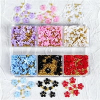 Dicasser kutije 3d Privjesci za nokte za cvijeće akrilna smola cvijet Gems kavijar perle Nail Art dizajn