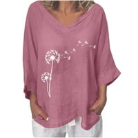 Honeladyy modni ženski ljetni V-izrez kratki rukav Print Casual majica bluza s V-izrezom za žene