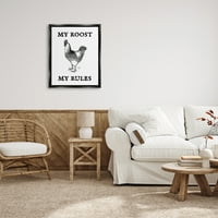 Stupell My Roost & Rules Funny Chicken Animals & Insects Painting Black Floater Framered Art Print Wall