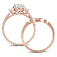 Miabella ženski 1-CT stvorio Sapphire CT Diamond 10kt Rose Gold 2-komad vjenčani prsten Set