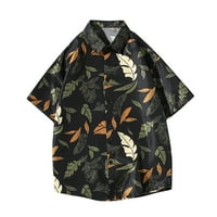 Yeahitch Tropical Cow Hawaiian Shirts for Men Floral Print Button-down Casual Summer beach Holiday Cotton