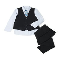 Wonder Nation Boys 4 - & Husky komplet odijela sa prslukom, košuljom na dugmad, kravatom i pantalonama,