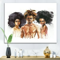 Afro Američki Modni Portreti Slikarstvo Platno Art Print