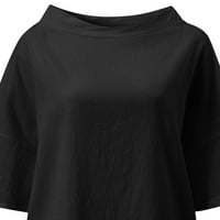 Plus Size Top za žene ljetni rukav majica Oversized Boyfriend Casual bluza crna, XXL