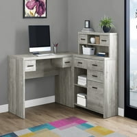 Desk - Corner u obliku slova L Cubbies Reverzibilni - 63 l 59 W - siva povratila drvo-izgled