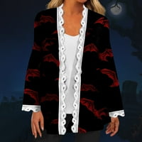 Dukseri za žene Ženska modna casual Hallo-ween Print Crack Cardigan jakna s dugim rukavima crvena m