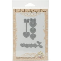 La-La Land Die 3 PKG-Hanging Hearts & Love Word, PK 1, La-La Land Crafts