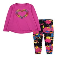 Crayola grafičke majice i helanke za male i djevojčice dugih rukava, 2-dijelni komplet odjeće, veličine
