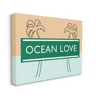Stupell Industries ljubavni tekst okeana blokiran narandžasto-zelene Palme platneni zid Art, 30, dizajn