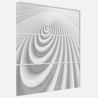 Designart 'fraktalni zaobljeni bijeli 3d valovi' Multipanel apstraktna metalna zidna Umjetnost