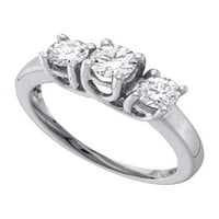 Dijamantna princeza 14kt Bijela zlatna okrugla Diamond 3-kameni svadbeni vjenčani prsten za vjenčanje