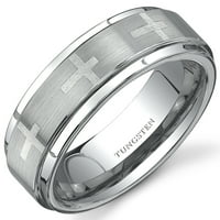 Muški krst Laserski uzorak Comfort Fit volfram prsten za vjenčanje