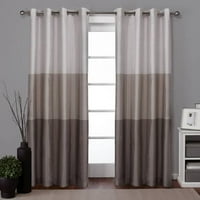 Ekskluzivne kućne zavjese Chateau Striped Fau Silk Grommet Top Pair pane, 54x108, Taupe