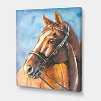 PROIZVODNJAK Kružnija portret smeđeg konja Farmhouse platnena zidna umjetnička štampa