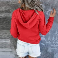 SNGXGN Ženske ženske dukseve dugih rukava Jednostavno dizajn Pulover košulje dukseva za žene, crvena, veličina XL