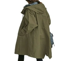 REJLUN Ženske vjetrovito jakna s dugim rukavima Kaput sa punim bojama Dugme za dužnu dužnice prema dolje Radni kaput Vojska zelena XXXL
