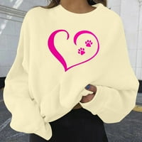 Pulover dukserica za ženski štampani džemper Dugi rukav velika dukserica sa Crewneck ženama bež veličine