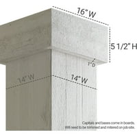 Ekena Millwork 14 W 5'H pijesak Blasted Endurathane Fau drvo ne-Konusni kvadrat kolona Wrap sa standardnim kapitala & baza
