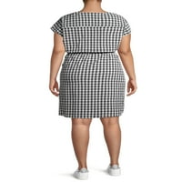 Grey Grayson Social ženska Plus Size Gingham Wrap - prednja haljina s V izrezom bez rukava