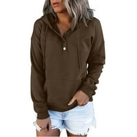Hueook Dukseri za žene plus veličine dugih rukava s dugim rukavima, puna boja modna bluza sa kapuljačom sa džepnim pulover džemper vrhovima
