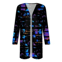 HHEI_K traper jakna za žene Ženski print s dugim rukavima s prednjim kardiganom od tiskanog gornje lagane