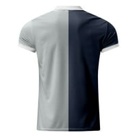 Polo Majice Za Muškarce Muški Casual Spajanje Print Patentni Zatvarač Okrenite Dolje Ovratnik Bluza Kratki