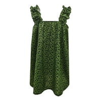Symoidni ženski tenkovi - modna casual tiskana majica bazne prsluk ruffles bluza srušio je bluza zelena