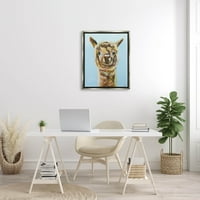 Happy Lama Farm Animal Face Životinje I Insekti Slikarstvo Sjaj Siva Uokvirena Art Print Wall Art