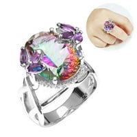 CXDA GLITTER cvjetni publo Rainbow Rhinestone umetnuli prsten za brisalni poklon za angažman nakit