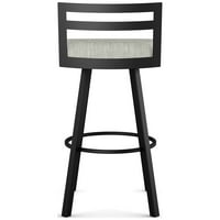 Amisco derek u. Okretni brojač stolica - siva i bijela tkanina tkanina crna metala