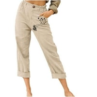 Široke pantalone za noge, ženske Casual elastični struk čvrste udobne Jogger pantalone pamučne helanke Casual pantalone sa džepovima