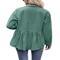 Glonme Women obična bluza Corduroy dugih rukava s dugim rukavima Lood Fit Solid Boja vrhovi sa džepom zelenom l