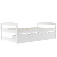 Aukfa platformski krevet sa ostavom, okvir sa dvostrukim krevetom, Drvo, Bijelo