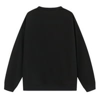 Ženske dukseve Dukseri za žene Ženska modna casual puna boja dugih rukava Dan zaljubljenih, tiskani džemper Black XL