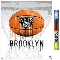 Brooklyn Nets-Drip košarkaški zidni Poster sa klinovima, 22.375 34