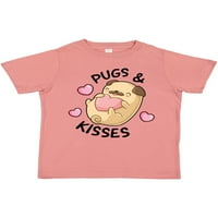 Inktastic Valentines Day Pugs & Kisses with Hearts poklon za malog dječaka ili malu djevojčicu majicu