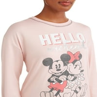 Disney ženski i ženski Plus Mickey Mouse i Minnie pidžama Duks Pink