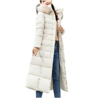 Ženske jakne dugi Mutni baršunasti podrezani kaputi s kapuljačom zadebljani zimski prošiveni pamučni zdepasti kaput sa pojasom za struk od Trenč kaputi bijeli XXL