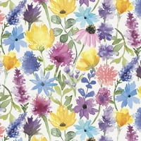 David Textiles 44 Cotton Floral Harmony Fabric by the Yard, White