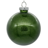 Vickerman 6 Clear Ball Cingnes Ornament sa mahovinom unutrašnjošću zelenog sjaja, po kesi