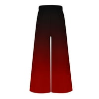 Zkozptok ženske trenirke Moda Casual jednobojni elastični struk gradijent Print labave pantalone duge dužine,Crvene,s
