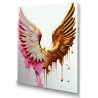 Designart Dusty Pink Angel Wings Canvas Wall Art