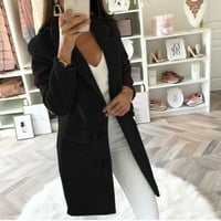 Cacomomrk PI Ženski kaput zazor ženske topline FAU CARDIGANS zimski čvrsti dugi rukav odjeću crna